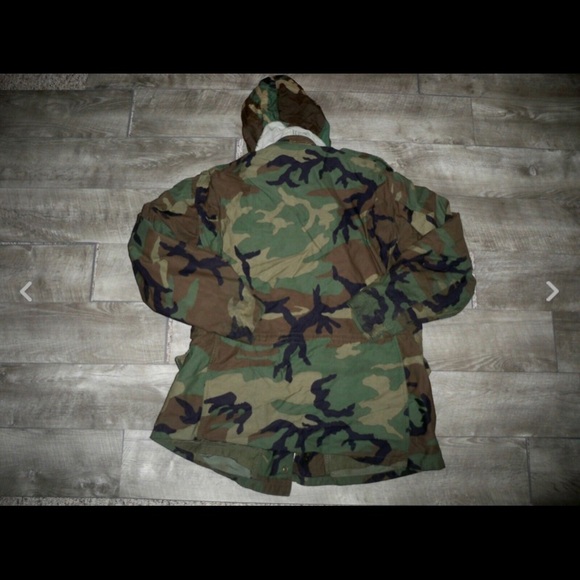 Vtg 80s US Army Camo Cold Weather Jacket Mens Med - Picture 6 of 8